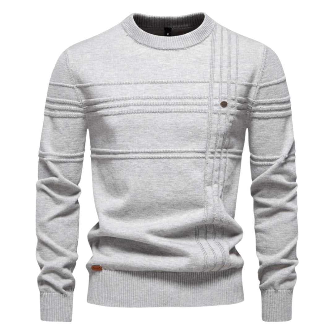 Edmund | Herren-Pullover mit Karomuster, Klassischer Strickpullover | Nomad NTS | Lichtgrijs