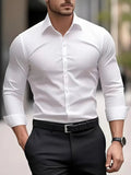 Edward | Herren langärmeliges atmungsaktives Hemd, schmal geschnittenes elegantes Hemd | Nomadnts | White