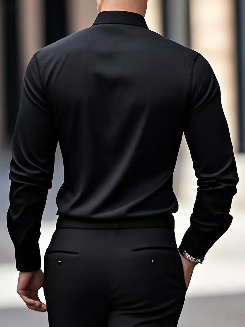 Edward | Herren langärmeliges atmungsaktives Hemd, schmal geschnittenes elegantes Hemd | Nomadnts | Nomadnts