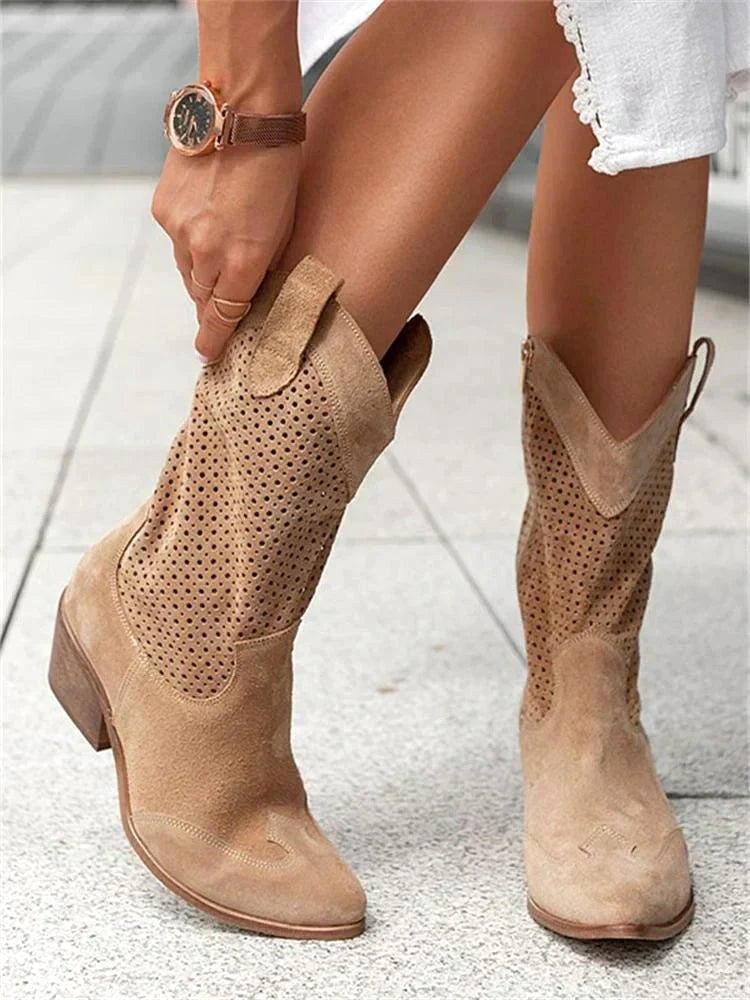 Eleanor | Damen Leder-Cowboystiefel, Stiefeletten mit Blockabsatz | Nomadnts | Nomadnts