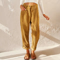 Eliane | Damen Cordhose mit hoher Taille und weitem Bein, Hose mit Bundfalten | Nomadnts | Khaki