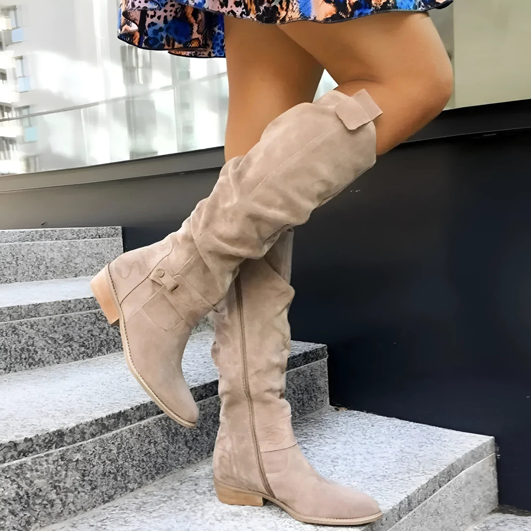 Eliza | Damen Stiefeletten in Wildleder-Optik, hochwertige Herbststiefel | Nomadnts | Beige