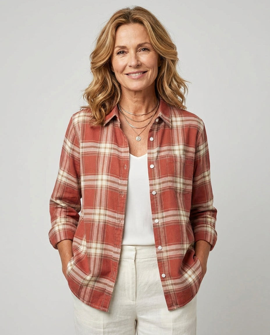 Elke | Damska Flanellhemd in Karomuster, Regular-Fit Baumwollhemd | Nomad NTS
