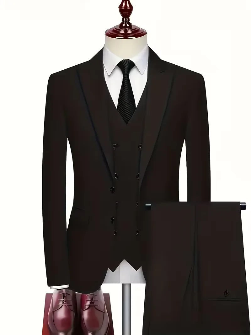 Elliot | Herren schmal geschnittener Dreiteiler, Anzug mit zweireihiger Weste | Nomadnts | Navy Blue