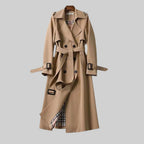 Eloise | Damen zweireihiger Trenchcoat mit Gürtel, langer Wintermantel | Nomadnts | Beige