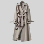 Eloise | Damen zweireihiger Trenchcoat mit Gürtel, langer Wintermantel | Nomadnts | Gray
