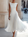 Elsie | Damen plissiertes Midikleid mit drapiertem Ausschnitt, strukturiertes Midikleid | Nomadnts | Nomadnts