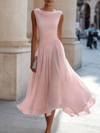 Elsie | Damen plissiertes Midikleid mit drapiertem Ausschnitt, strukturiertes Midikleid | Nomadnts | Nomadnts