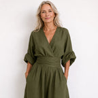 Emilie | Damen weit geschnittener Leinen-Jumpsuit, Jumpsuit mit geschnürter Taille | Nomadnts | Nomadnts