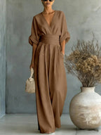 Emilie | Damen weit geschnittener Leinen-Jumpsuit, Jumpsuit mit geschnürter Taille | Nomadnts | Nomadnts