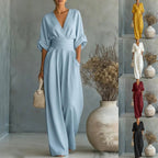 Emilie | Damen weit geschnittener Leinen-Jumpsuit, Jumpsuit mit geschnürter Taille | Nomadnts | Nomadnts