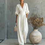 Emilie | Damen weit geschnittener Leinen-Jumpsuit, Jumpsuit mit geschnürter Taille | Nomadnts | Nomadnts