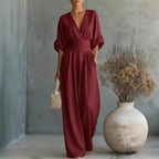 Emilie | Damen weit geschnittener Leinen-Jumpsuit, Jumpsuit mit geschnürter Taille | Nomadnts | Nomadnts