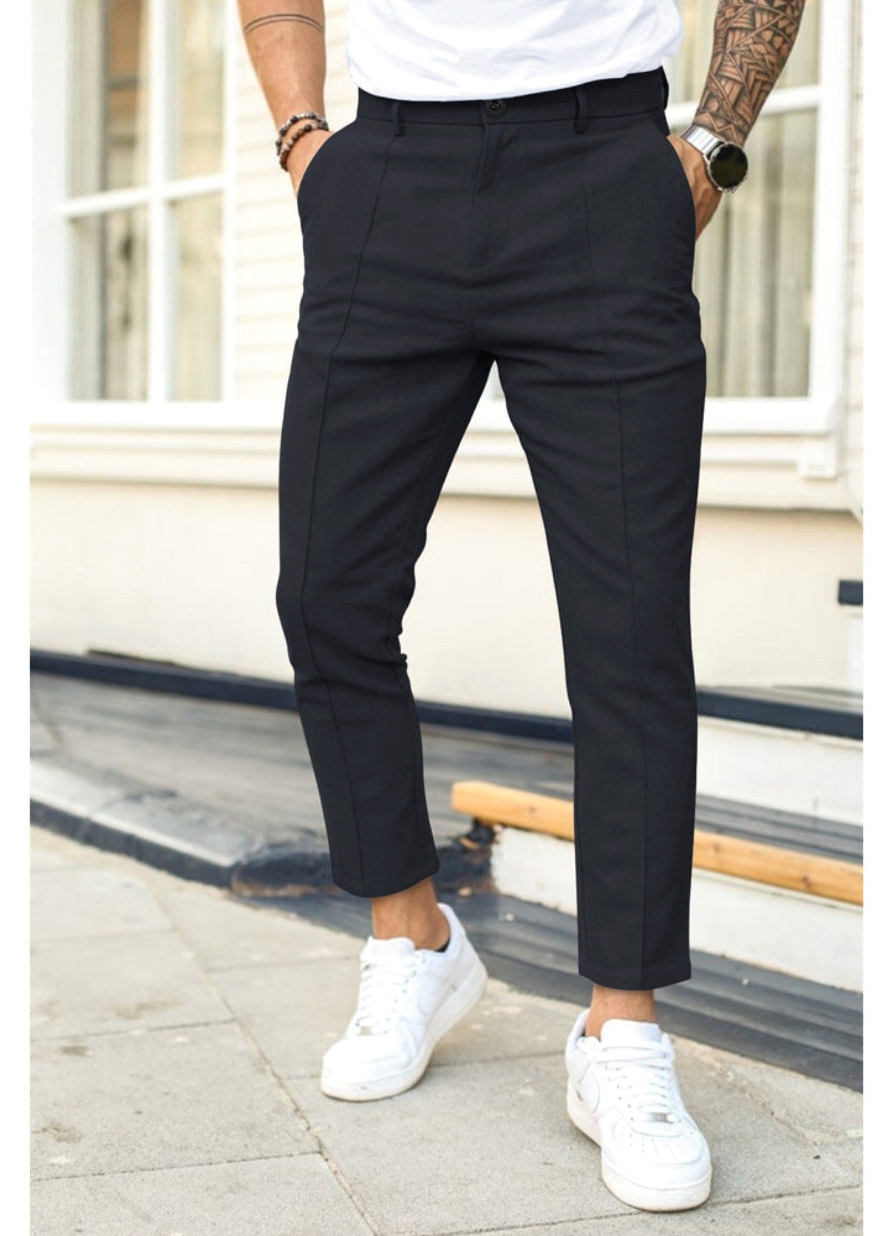 Erik | Herrenhose mit schmal zulaufendem Bein, Knöchellange Hose | Nomad NTS | Hellgrau