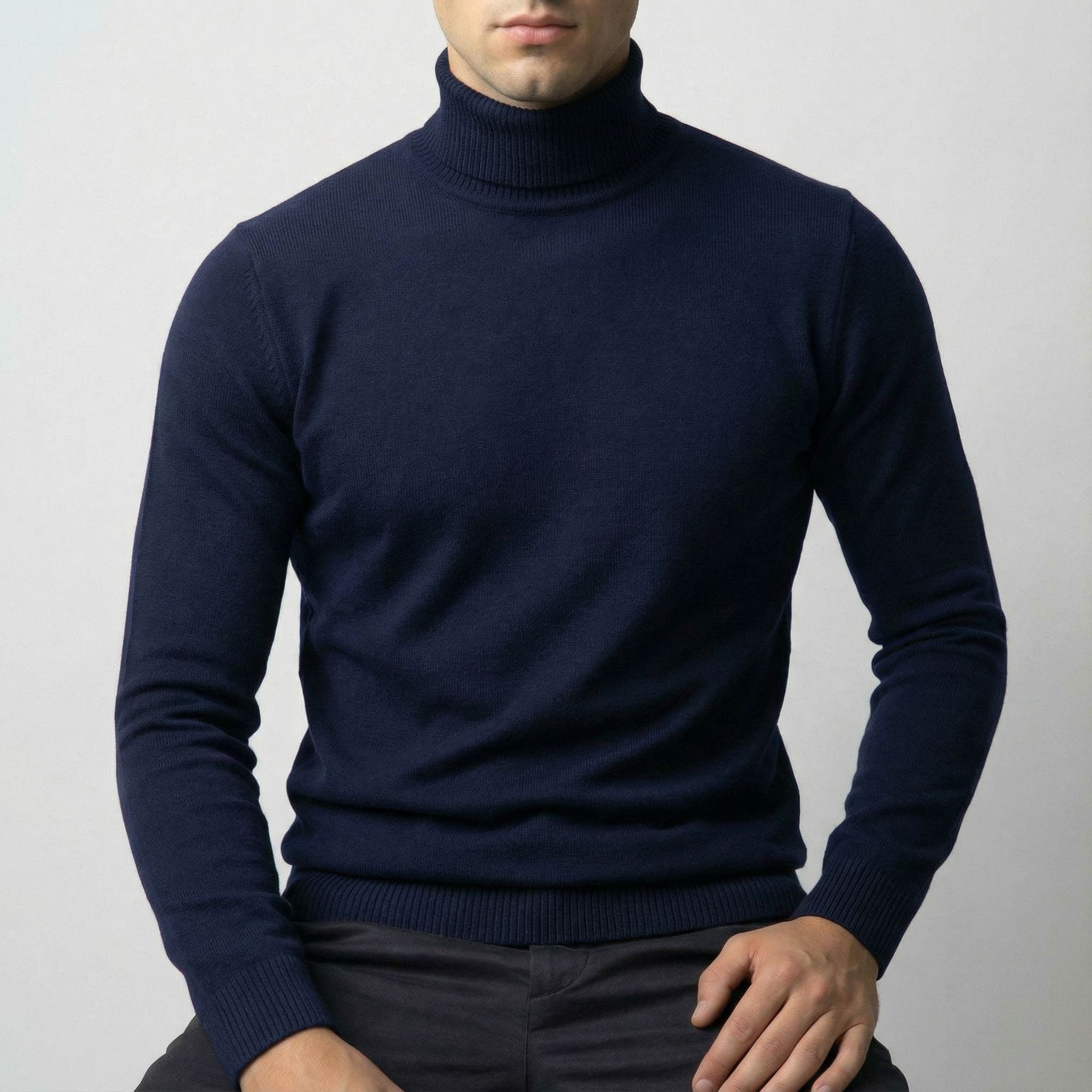 Erwin | Herren-Rollkragenpullover aus Feinstrick, Klassischer Herbst-Pullover | Nomad NTS | Blue