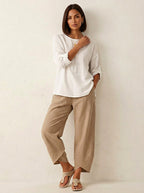 Esme | Damen leichte Leinenhose, atmungsaktive Herbsthose | Nomadnts | Khaki