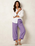 Esme | Damen leichte Leinenhose, atmungsaktive Herbsthose | Nomadnts | Grün
