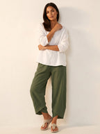 Esme | Damen leichte Leinenhose, atmungsaktive Herbsthose | Nomadnts | Marine Blauw