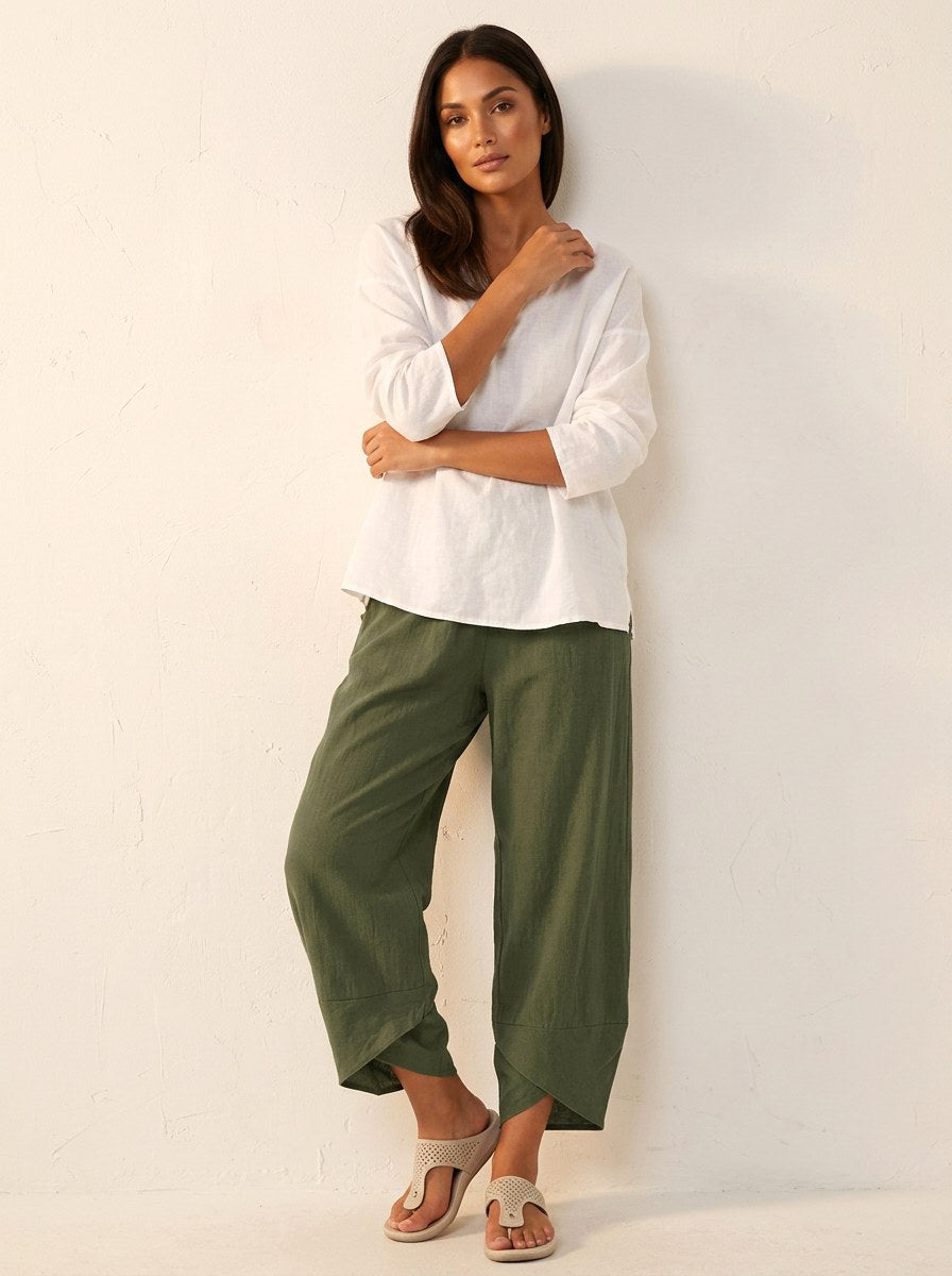 Esme | Damen leichte Leinenhose, atmungsaktive Herbsthose | Nomadnts | Marine Blauw