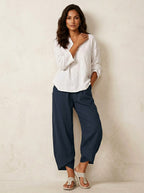 Esme | Damen leichte Leinenhose, atmungsaktive Herbsthose | Nomadnts | Schwarz
