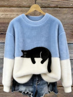 Estelle | Damen Wollmix-Strickpullover mit Katzenmotiv, charmanter Alltagspullover | Nomadnts | Nomadnts