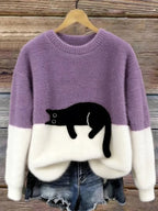 Estelle | Damen Wollmix-Strickpullover mit Katzenmotiv, charmanter Alltagspullover | Nomadnts | Nomadnts