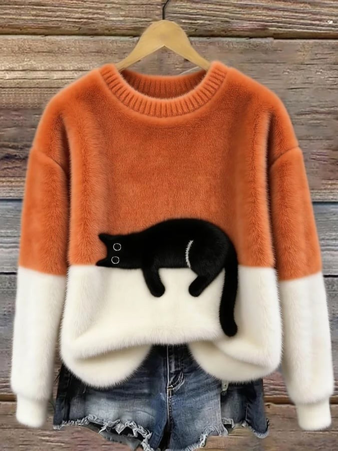 Estelle | Damen Wollmix-Strickpullover mit Katzenmotiv, charmanter Alltagspullover | Nomadnts | Nomadnts