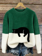Estelle | Damen Wollmix-Strickpullover mit Katzenmotiv, charmanter Alltagspullover | Nomadnts | Nomadnts