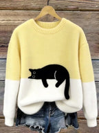 Estelle | Damen Wollmix-Strickpullover mit Katzenmotiv, charmanter Alltagspullover | Nomadnts | Nomadnts