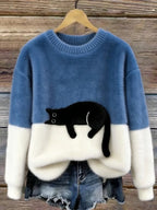 Estelle | Damen Wollmix-Strickpullover mit Katzenmotiv, charmanter Alltagspullover | Nomadnts | Nomadnts