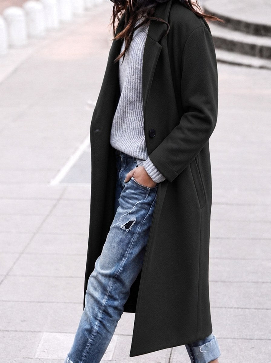 Esther | Damen Oversized Trenchcoat mit breitem Revers, langer entspannter Mantel | Nomadnts | White