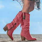 Evelyn | Damen Leder-Cowboystiefel, Western-Fransenstiefel | Nomadnts | Red