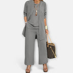 Ewa | Damen Dreiteiler-Loungeset, weiches Strick-Cardigan-Set | Nomadnts | Nomadnts