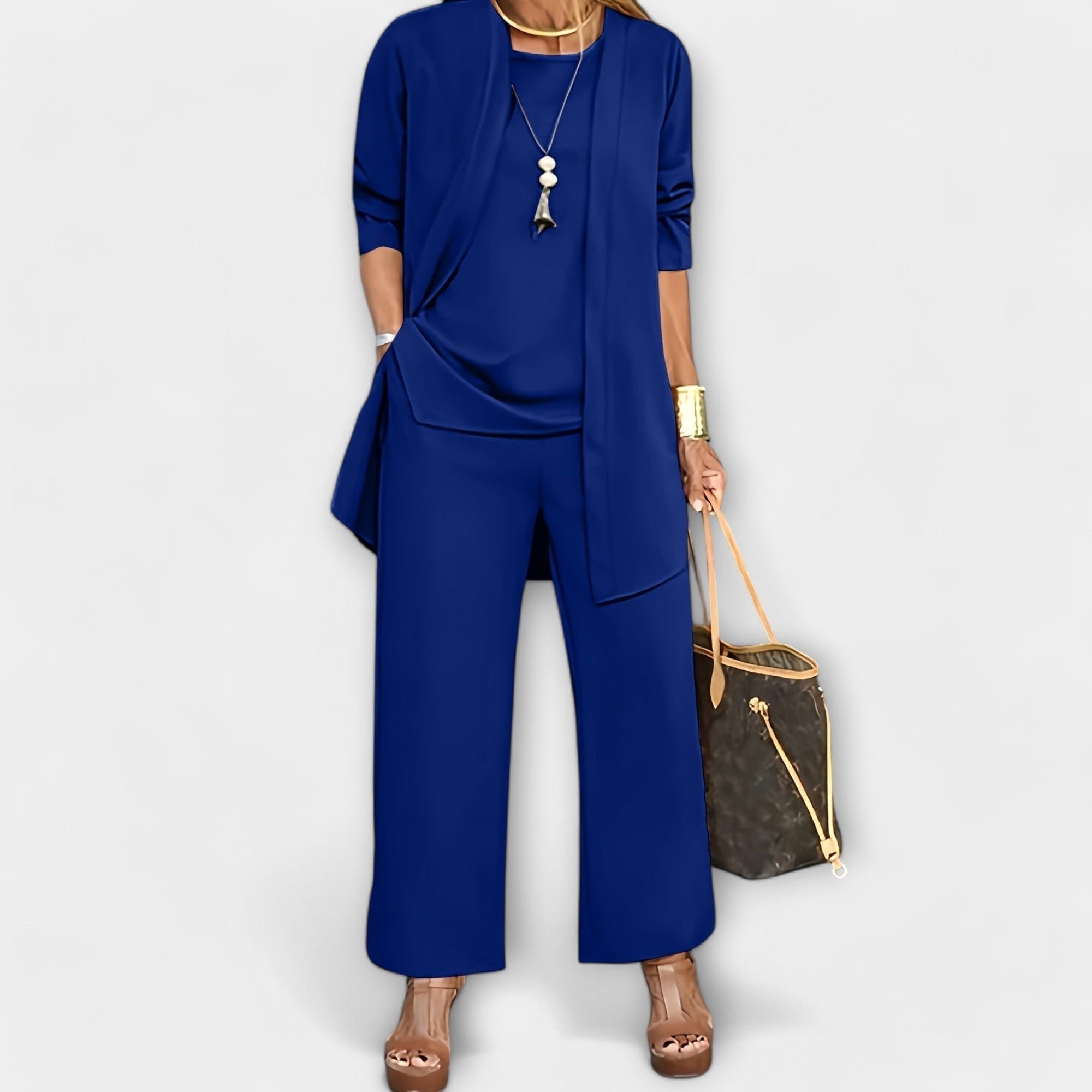 Ewa | Damen Dreiteiler-Loungeset, weiches Strick-Cardigan-Set | Nomadnts | Nomadnts