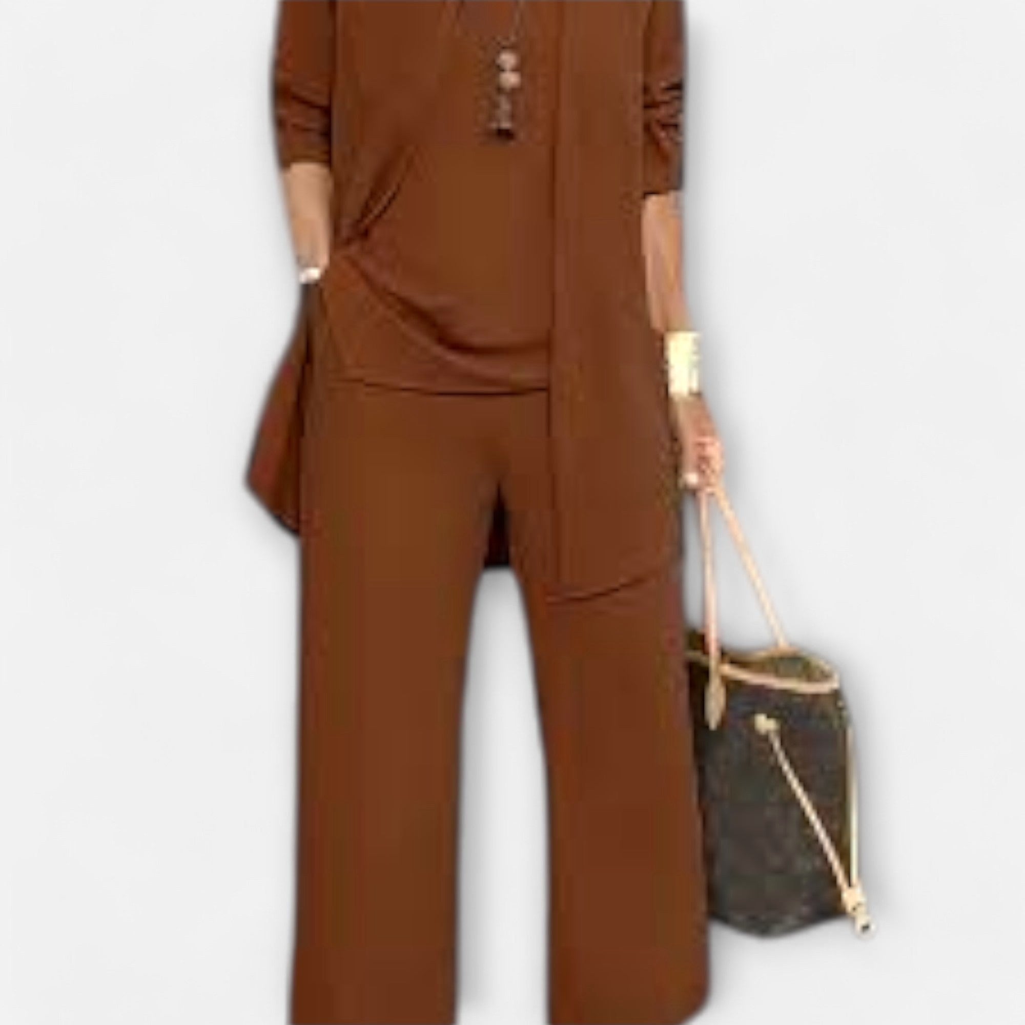 Ewa | Damen Dreiteiler-Loungeset, weiches Strick-Cardigan-Set | Nomadnts | Nomadnts