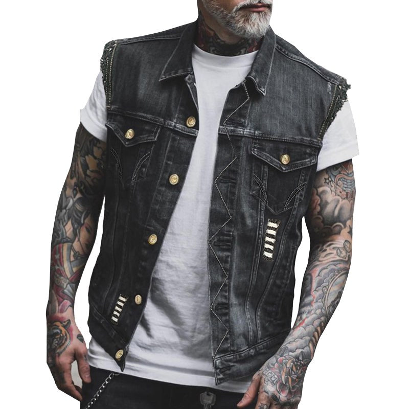 Fabian | Herren-Denim-Weste, Ärmellos mit markanter Streetwear-Silhouette | Nomad NTS | Blau