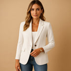 Felicity | Damen eng geschnittener, tailliert geschnittener Blazer, strukturierte Herbstjacke | Nomadnts | White