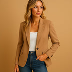 Felicity | Damen eng geschnittener, tailliert geschnittener Blazer, strukturierte Herbstjacke | Nomadnts | Brown