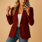 Felicity | Damen eng geschnittener, tailliert geschnittener Blazer, strukturierte Herbstjacke | Nomadnts | Wine Red