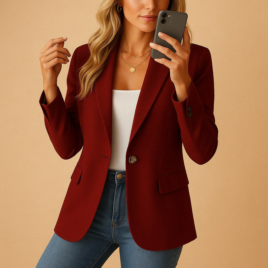 Felicity | Damen eng geschnittener, tailliert geschnittener Blazer, strukturierte Herbstjacke | Nomadnts | Wine Red