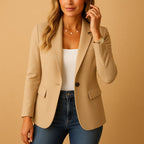 Felicity | Damen eng geschnittener, tailliert geschnittener Blazer, strukturierte Herbstjacke | Nomadnts | Beige