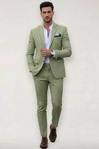 Finley | Herren schmal geschnittenes Anzug-Set, tailliert geschnittener Blazer-Anzug | Nomadnts | Light Green