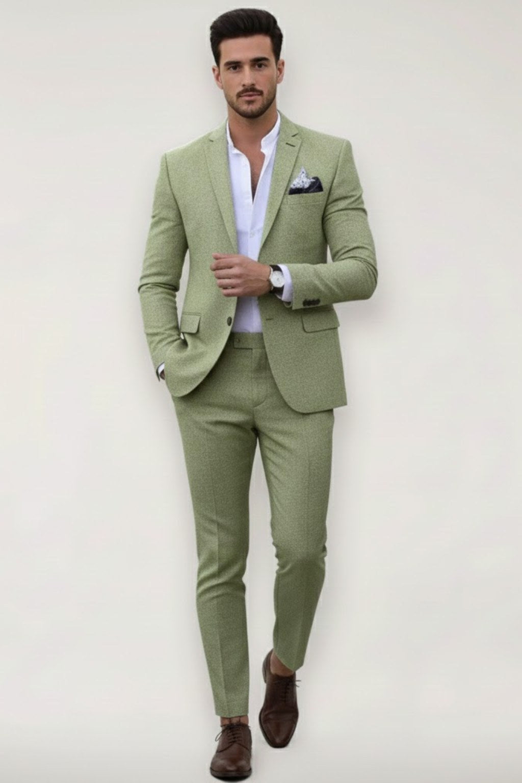 Finley | Herren schmal geschnittenes Anzug-Set, tailliert geschnittener Blazer-Anzug | Nomadnts | Light Green