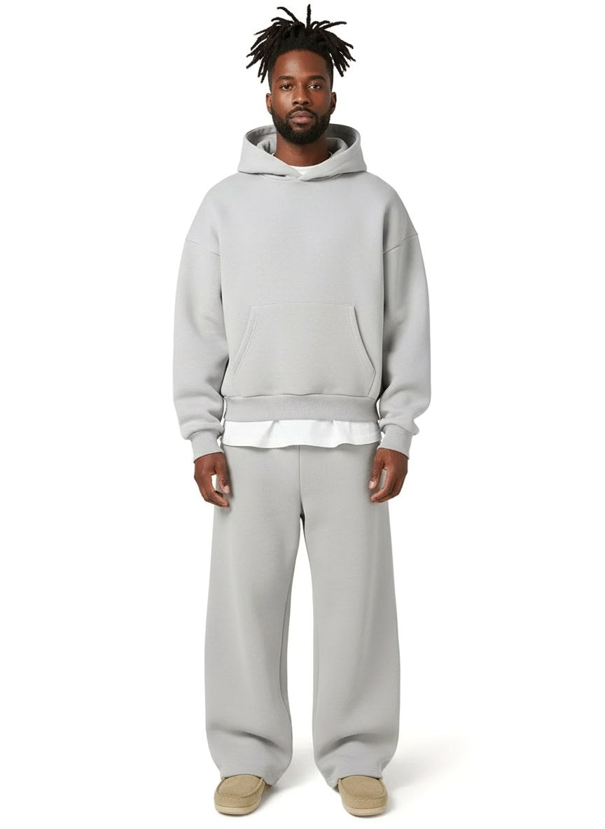 Florian | Herren-Trainingsanzug mit Kapuze und gerader Passform, Kapuzenpullover-Set | Nomad NTS | Hellgrau
