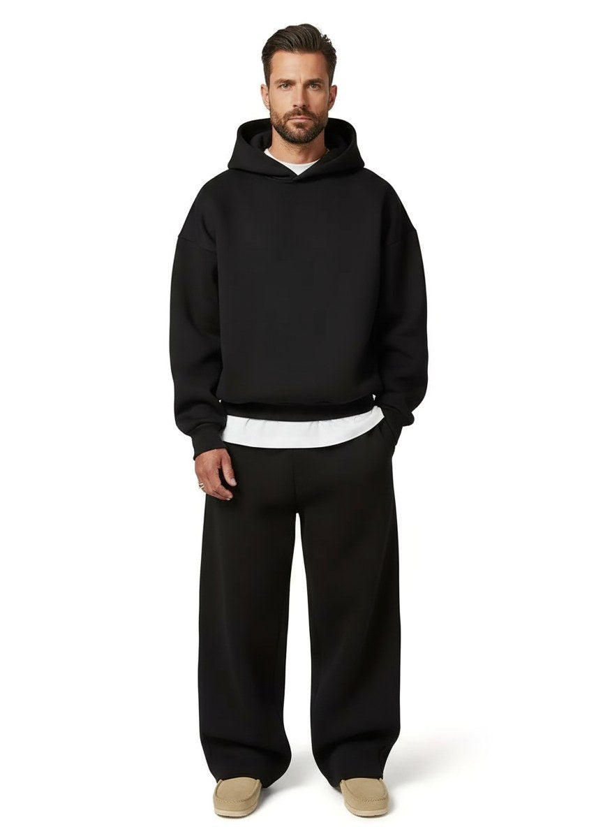 Florian | Herren-Trainingsanzug mit Kapuze und gerader Passform, Kapuzenpullover-Set | Nomad NTS | Schwarz