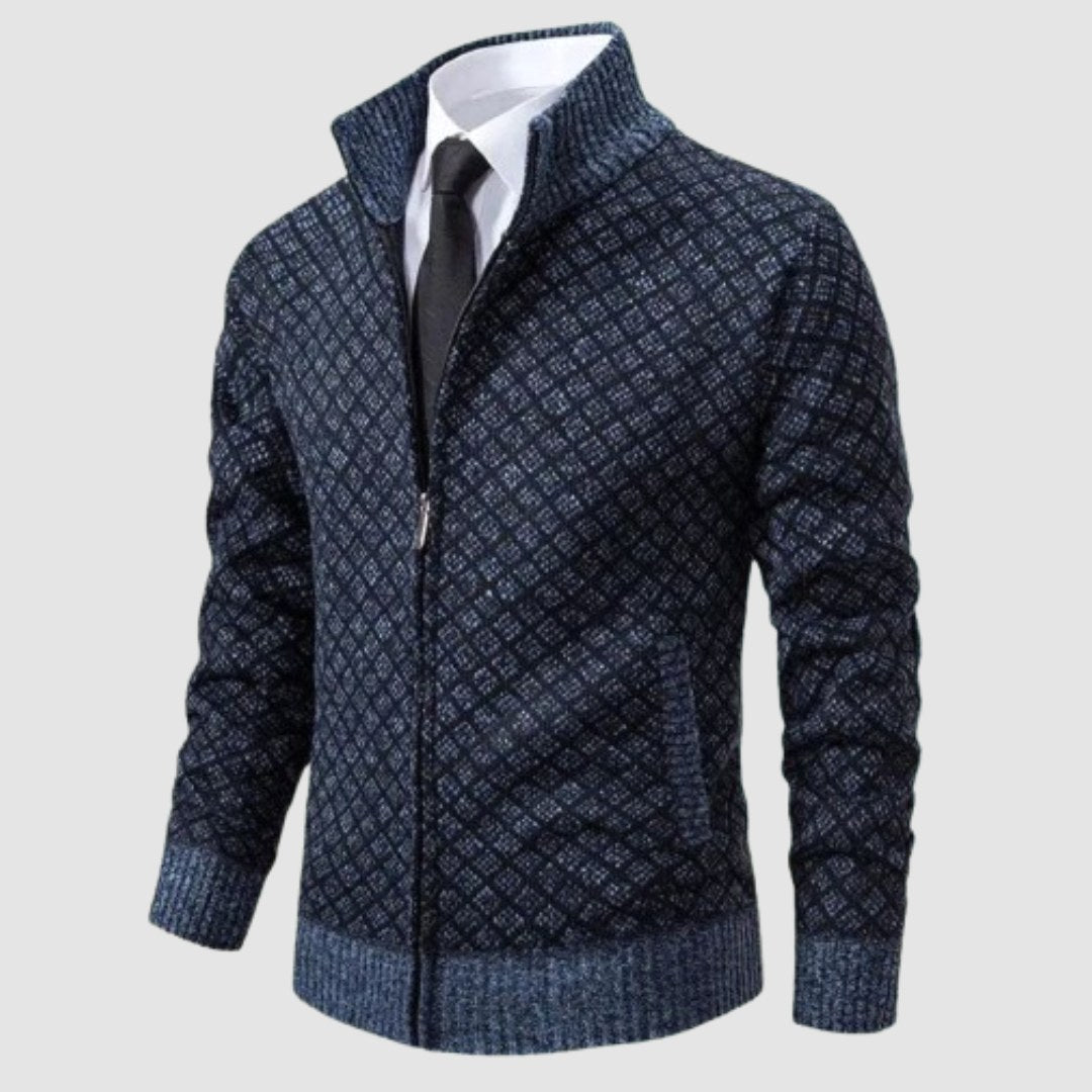 Frank | Herrenstrickjacke mit Reißverschluss, leichte Cardigan-Jacke | Nomad NTS | Black