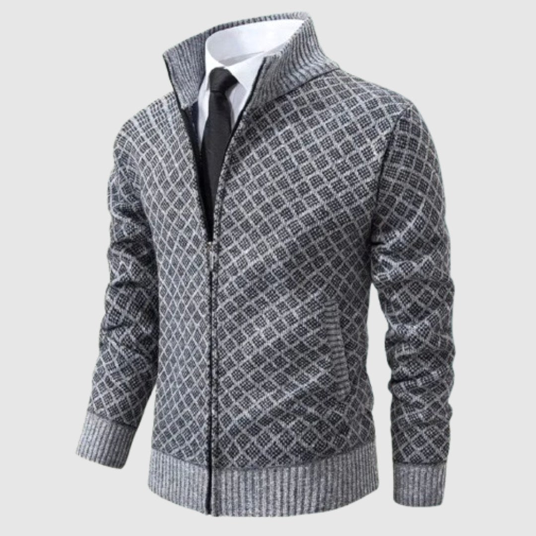 Frank | Herrenstrickjacke mit Reißverschluss, leichte Cardigan-Jacke | Nomad NTS | Red