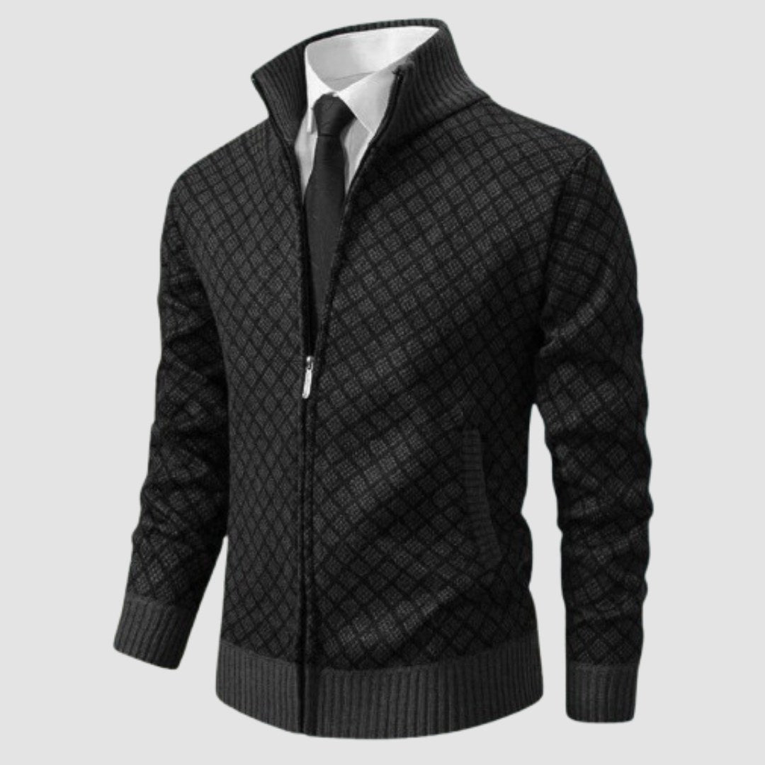 Frank | Herrenstrickjacke mit Reißverschluss, leichte Cardigan-Jacke | Nomad NTS | Grey