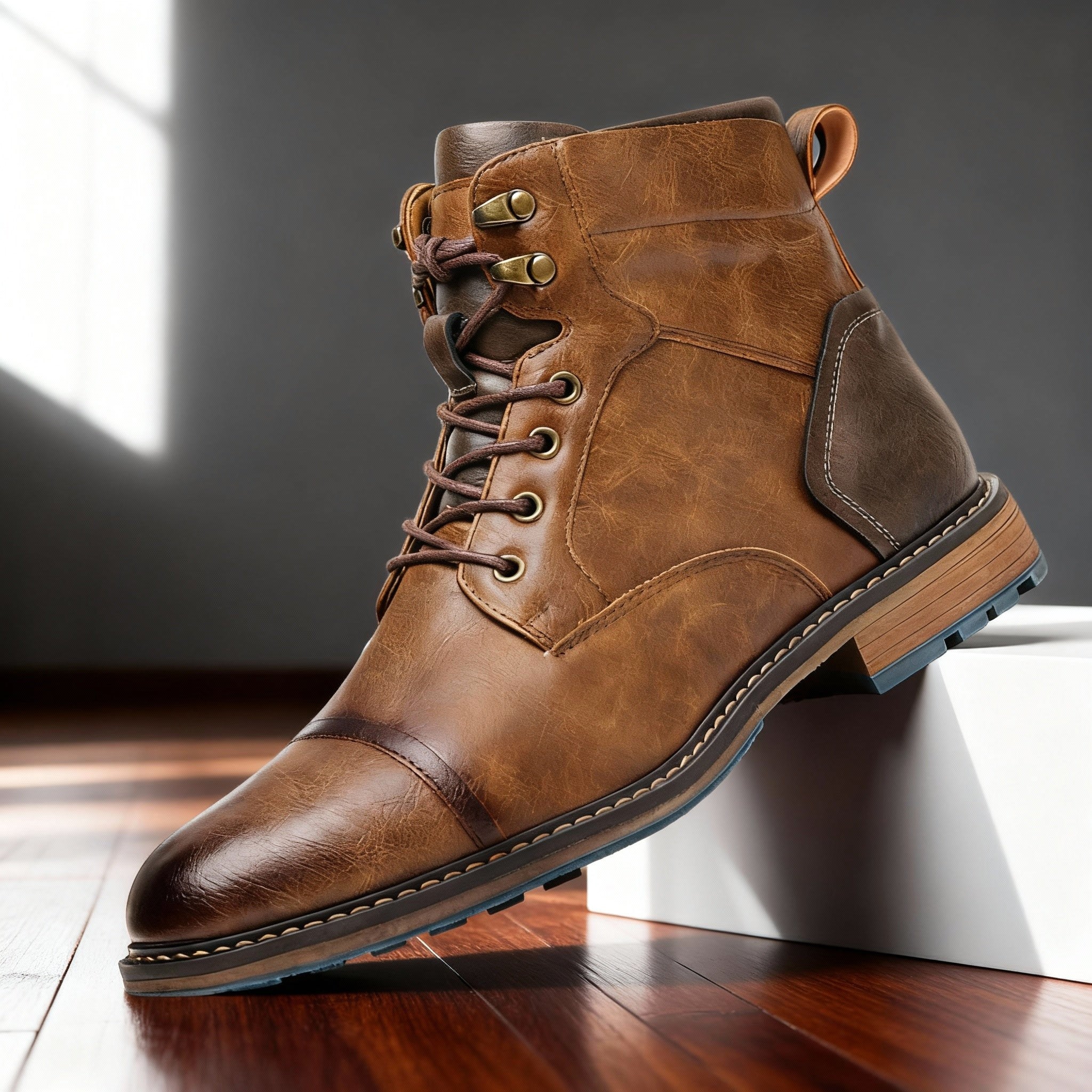 Franz | Herren Schnürboots mit verstärkter Zehenkappe, Robuste Stiefeletten | Nomad NTS | Dunkelbraun