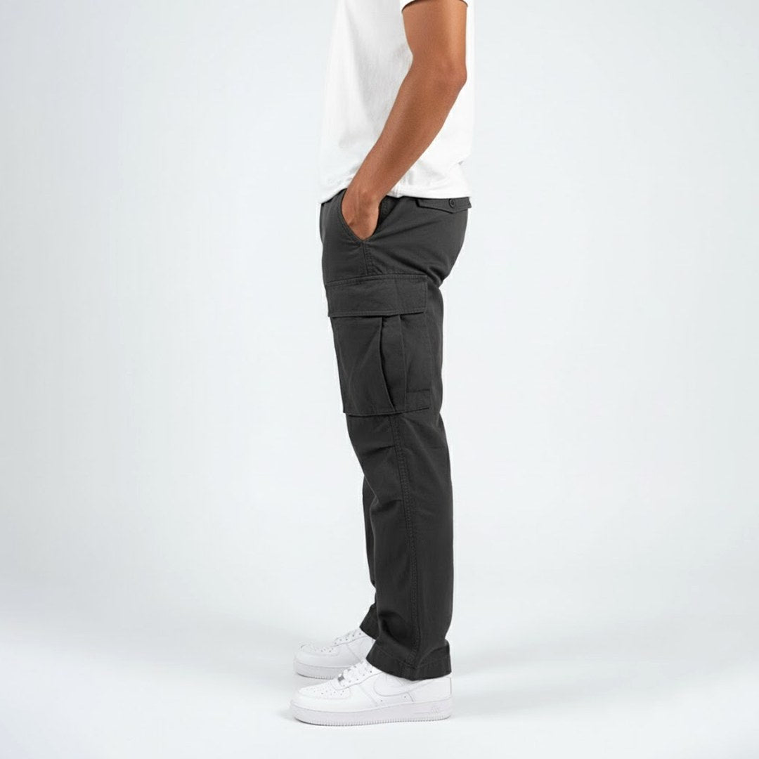 Freddie | Herren locker geschnittene Cargohose, Streetwear-Hose mit Seitentaschen | Nomadnts | Black